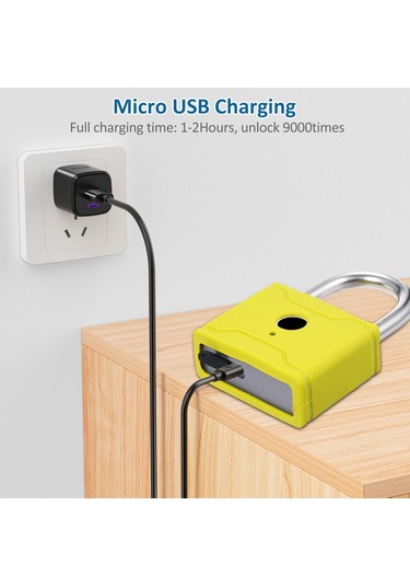 Hallow-t1006d Akıllı Parmak İzi Asma Kilit Şarj Edilebilir,sarı