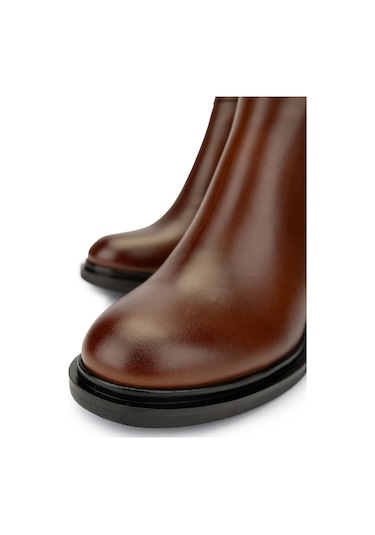 Tamer Tanca Kadın Hakiki Deri Taba Deri Topuklu Bot 1066 3401 Bn Bot Sk24-25 Taba Dr Taba Deri