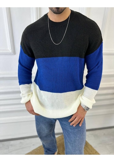 Kazak Oversize Tüylenmez Naturel Pamuk Örme Triko Kazak Beyaz