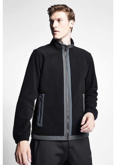 Lescon Siyah Erkek Polar Fermuarlı Sweatshirt 22K-1068 Siyah