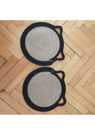 Hasır-siyah Kedi Evcil Hayvan Mama Paspası