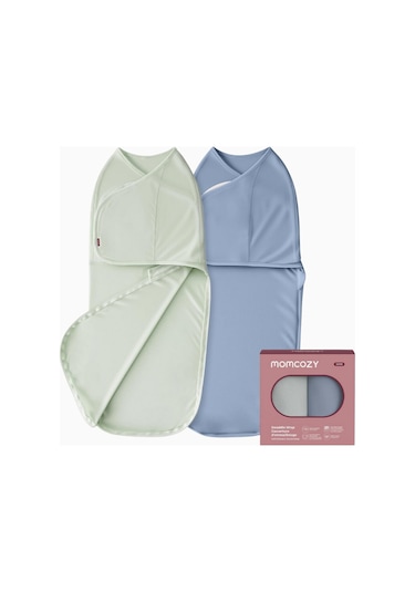 Momcozy Bebek Kundağı 0-3 Ay Bambu Viskon 2 Li Set Kundak Blue-green