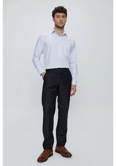 İmza Lacivert Gabardin Yan Cep Açık Paça Basic Comfort Fit Esnek Pantolon 1003255005 Lacivert