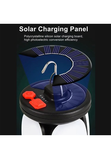 Güneş Led Kamp Feneri Şarj Edilebilir 4500mah 500lm Acil Durum Lambası Beyaz