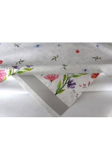 Elyaf Silinebilir Pvc Muşamba Masa Örtüsü Knrsuluçiçek Gri