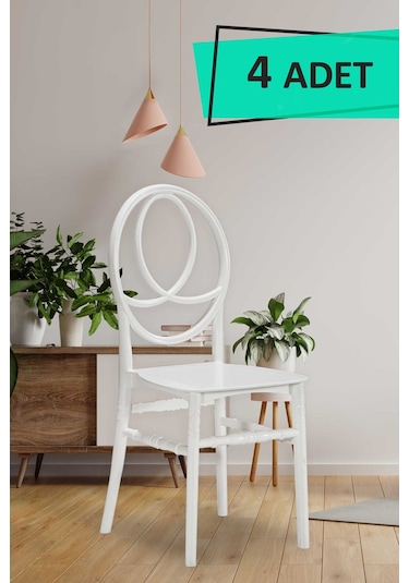 4 Adet Phoenix Beyaz Sandalye / Balkon-Bahçe-Mutfak