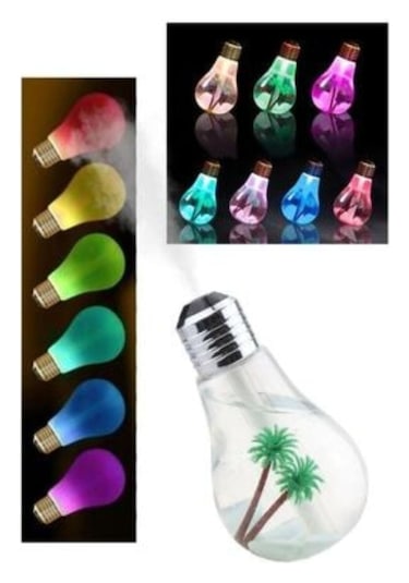 Ampul Şekilli Oda/hava Nemlendirici Buharlı 7 Led Işıklı Gece Lam Renkli
