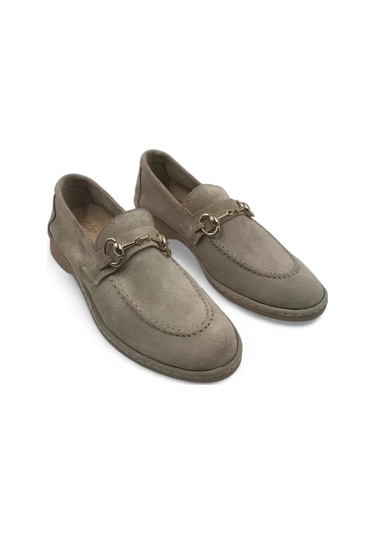 Scarpe Bej Hakiki Deri Kadın Süet Babet Ayakkabı Bej