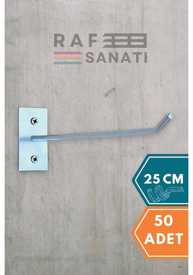 50 Adet Duvar Kancası 25 Cm Duvar Ve Suntaya Monte Askı Kanca Galvaniz