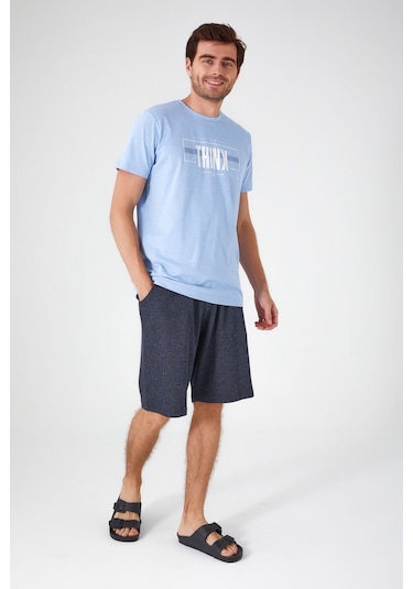 Arnetta Natural Bulut Mavisi Erkek Bermuda Takım 001