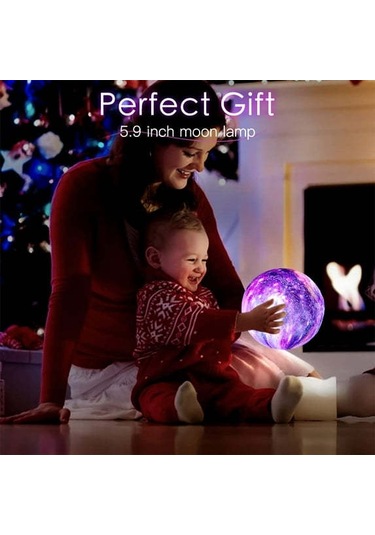 Geeroyoo 3d Ay Modeli Güneş Sistemı Işıklı Lambası - 16 Renkli Oda Dekorasyonu, Çocuk Odası Atmosfer Lambası, Hediye Seçeneği Çok Renkli