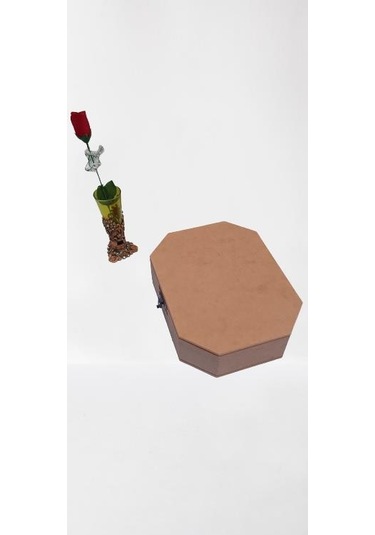 Hobi Dekoratif Takı Kutusu Çokgen Model Klipsli Bölmeli Ham Ahşap Mdf El Yapımı