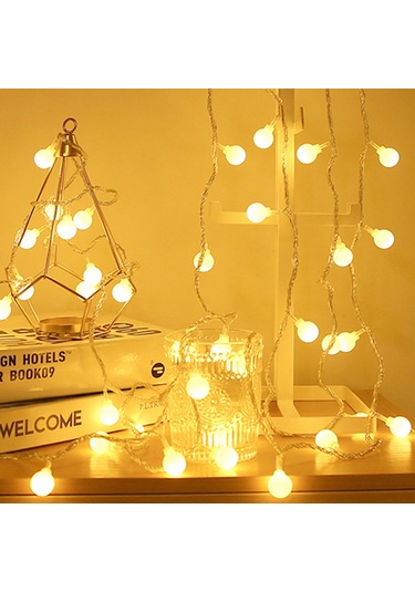 Hfambition 6m 40 Led Usb Kumlanmış Beyaz Top Işık Zinciri, Kumanda Kontrol, 3 Parlaklık Seviyesi, 8 Işık Efekti, 6 Saat Açık/18 Saat Kapalı