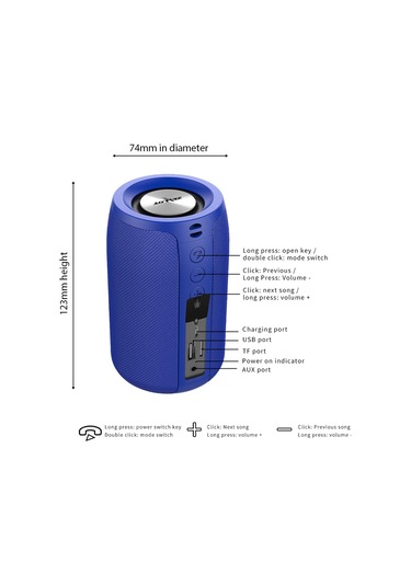 Ximistore9 S32 Mavi Bluetooth Hoparlör: Tws Eşleştirme, Gürültü Engelleme,免提 Konuşma, Su Geçirmez, Dış Mekan İçin 5w Stereo Bass Ses