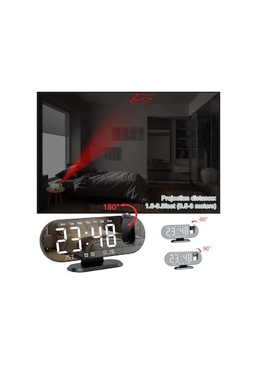 Valkyrie Projeksiyon Çift Alarm Dereceli Led Masa Saati