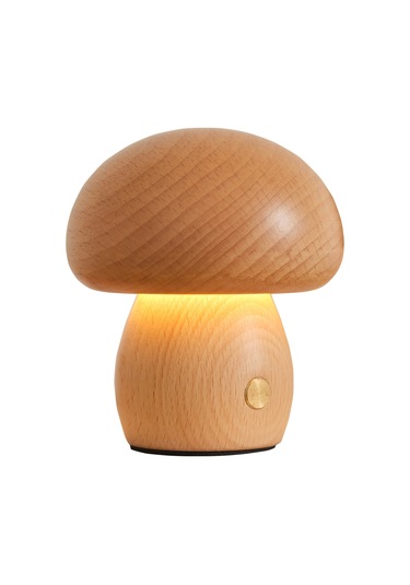 Geeroyoo Ahşap Mantar Şekilli Led Gece Lambası, Doğal Ahşap Dekoratif Masa Lambası, Bebek Odası Için Rahat Isık, Kız Çocuk Hediyesi Usb Girişli Büyük Boy A Modeli