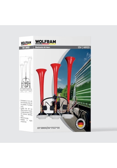 12 Volt Havalı Korna 3 Borulu Saydırmalı Dali Dali Wolfram 60123