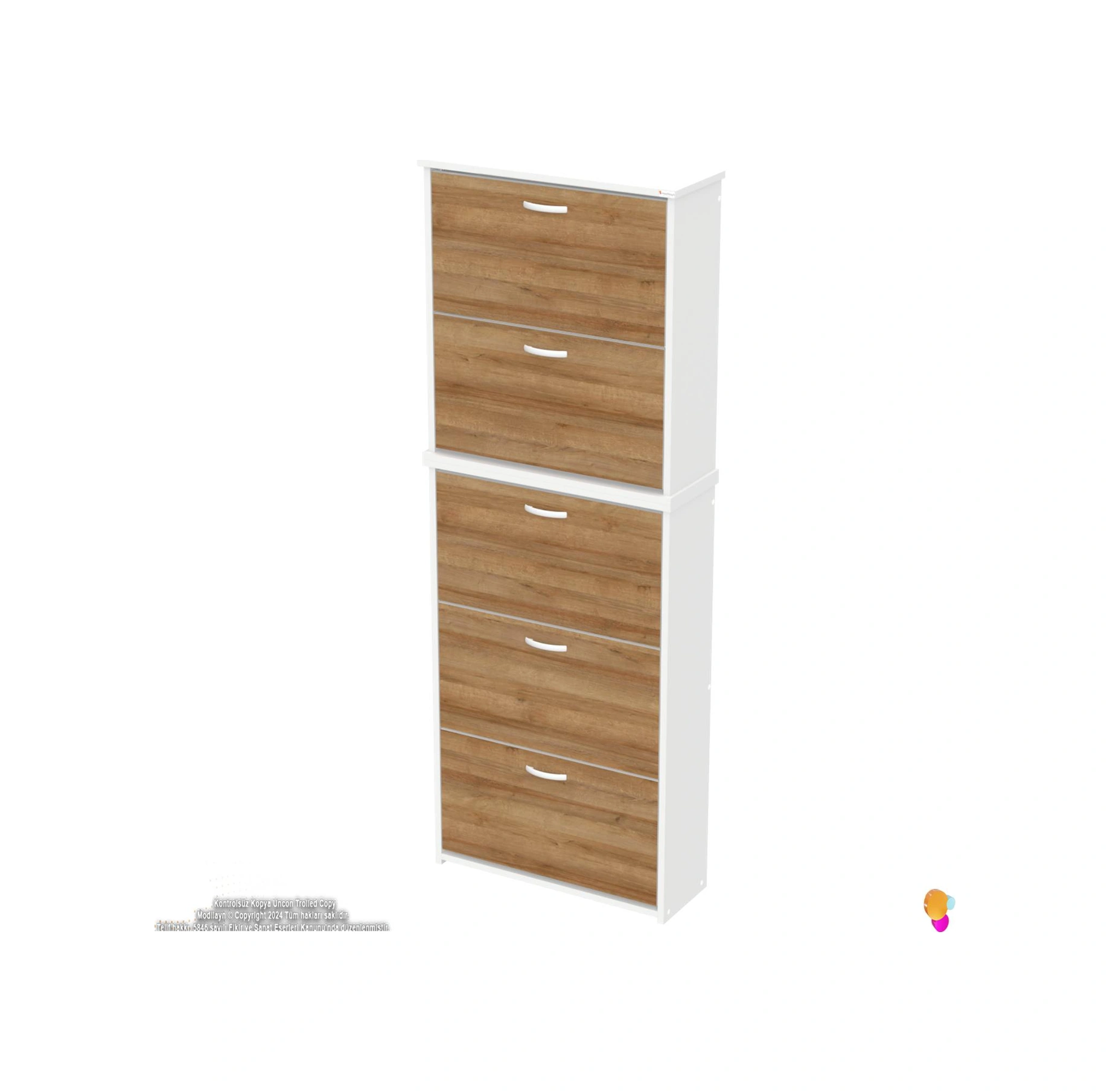 İkra Antre Meşe Renk 5 Düşer Kapak 10 Göz Bölmeli Ayakkabılık 72x 194 X26 Cm Meşe