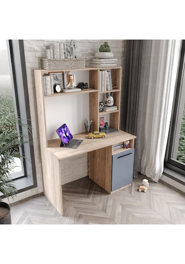 Afilli İzmir Çalışma Masası Flora Antrasit Tamamı Mdf Flora Antrasit