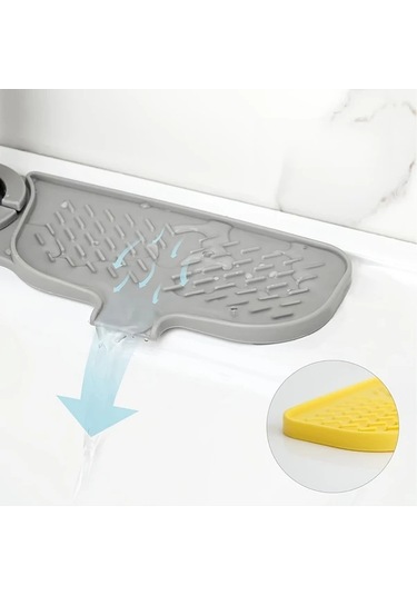 Elmpaly Gri Katlanır Silikon Tezgah Koruyucu, Damlama Tepsili Ve Sünger Saklama