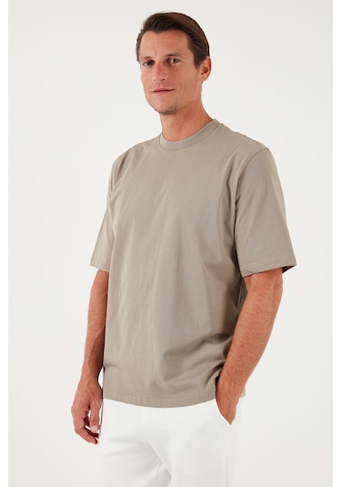 Buratti Pamuklu Oversize Bisiklet Yaka Basic Erkek T Shirt 5902365 Vizon Yeşili