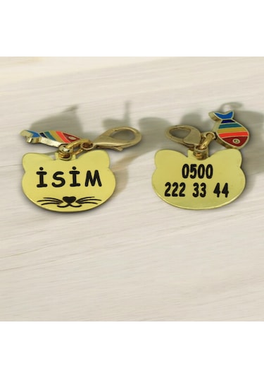 Caramelos Isimli Kedi Tasması Künyesi- Paslanmaz Metal- Çelik