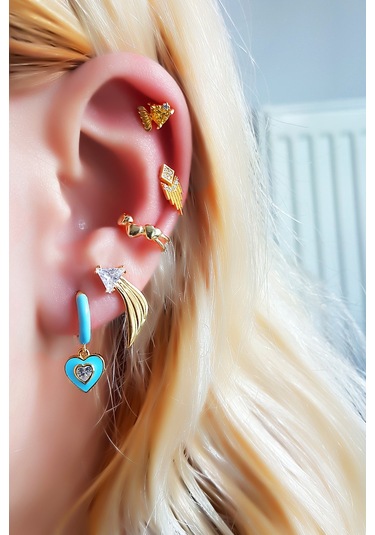 MorMajor Silver Tekli Trıangle Passıng Gümüş Küpe-Sol-7398