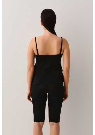 Suwen Volanlı Straplez Tankini Üst Sbn25720012 Siyah