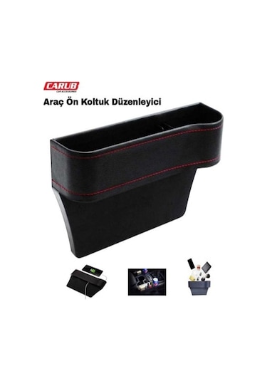 Deri Oto Ön Koltuk Arası Düzenleyici Cep Siyah Siyah