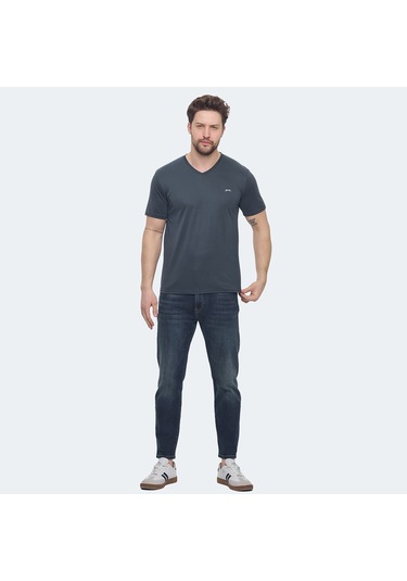 Slazenger KRAKKER Erkek V Yaka Antrasit Tişört