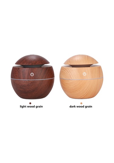 Vkemall 130ml Usb Nemlendirici Aromaterapi Makinesi 7 Renk Led Işıklı Odun Desenli Ev Ofis Odası Kullanıma Uygun