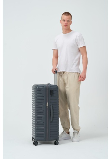 Keo-plus Gri Büyük Boy Silikon Kırılmaz Pp Valiz Gri