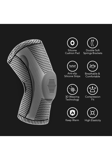 Aubyhe L Beden Mavi Silikonlı Baskılı Spor Diz Koruyucu - Hareketlerde Desteği Ve Yumuşak Korumayı Sağlar Mavi