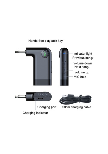 S-18 Araba Mini Aux Ses Adaptörü Kablosuz Bluetooth 5.0 Alıcı