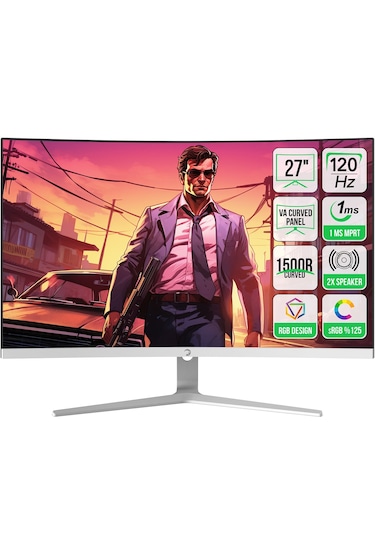 Gamepower Vivid F20 27'' 1 MS 120 Hz Curved RGB Beyaz  VA Full HD Oyuncu Monitör