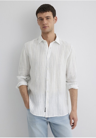 Mavi - Çizgili Mavi Gömlek 0211525-89288 Mavi