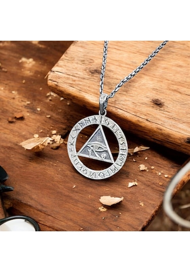 İpek Silver 925 Ayar Gümüş Antik Mısır Horus'un Gözü Unisex Kolye Gümüş