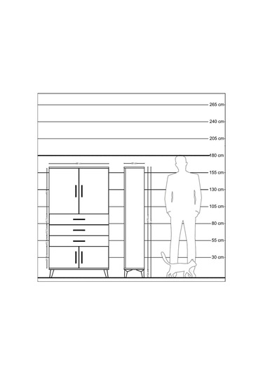 Arges Dolap 2 Raflı 3 Çekmeceli 4 Kapaklı 88x30x163 Çam-aytaşı Atlas Çam