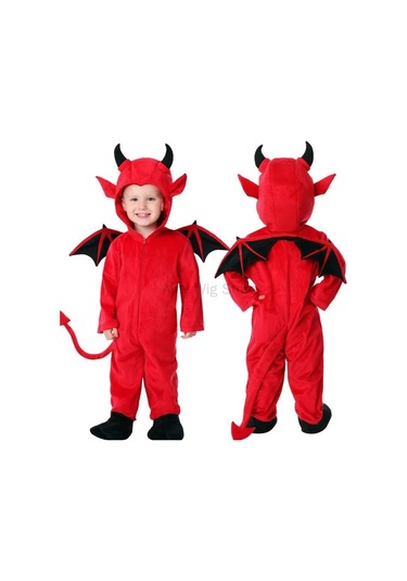 Jl Çocuklar Bebek Kırmızı Şeytan Kostüm Unisex Çocuk Cosplay