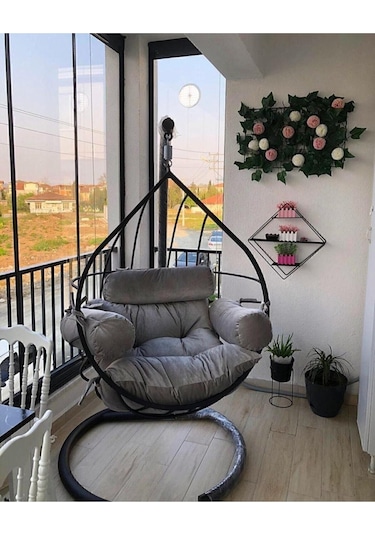 Lider Damla Bahçe Balkon Salıncağı Tek Kişilik Antrasit