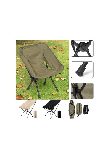 Ambition Açık Kamp Küçük Ay Sandalye Taşınabilir Alüminyum Yeşil