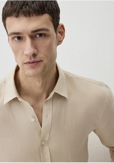 Mavi - Ekru Keten Gömlek 0211466-70004 Ekru