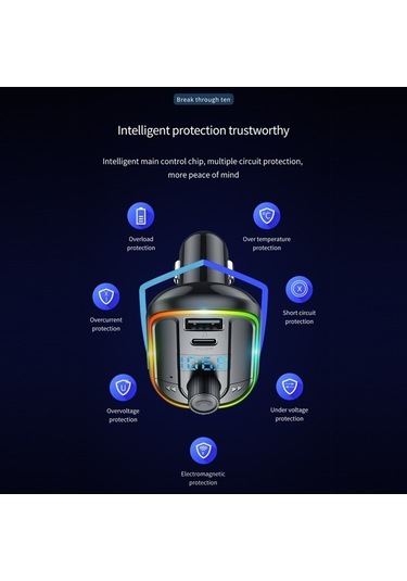 Besthome1 Araç Fm Transmitteri Bt 5.0, Pd18w+qc3.0, Led Işık Modu, Sesli Asistan, Çoklu Ses Seçenekleri