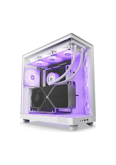 Nzxt H6 Flow CC-H61FW-R1 RGB 3 x 120 MM Atx Oyuncu Kasa Beyaz