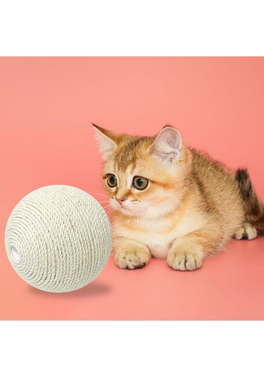 Suntek Sisal Kedi Yakalama Topu Kapalı Kediler Oyuncak Beyaz