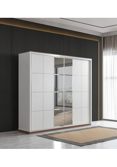 Efsane Sürgülü Aynalı Elbise Dolabı Gardırop 230x60x214