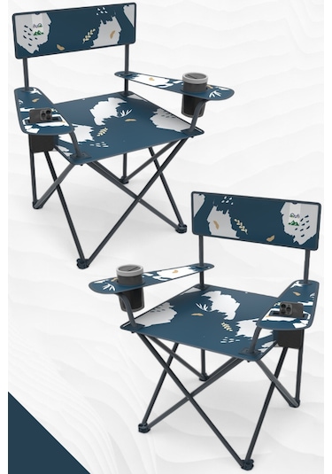 Perilla Qufi Katlanır Kamp Piknik Sandalyesi Rejisör Koltuğu - 2 Adet Mavi Mavi