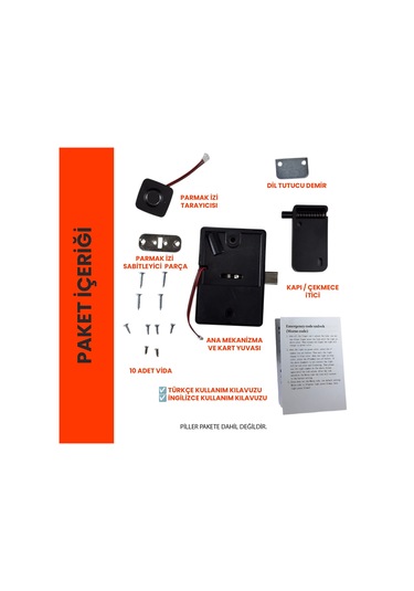 Upway Parmak İzi İle Açılan Akıllı Mobilya Çekmece & Dolap Kilidi Siyah