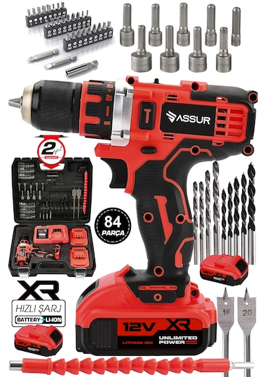 Assur ASR009 12V Çift Akülü Vidalama Kırmızı