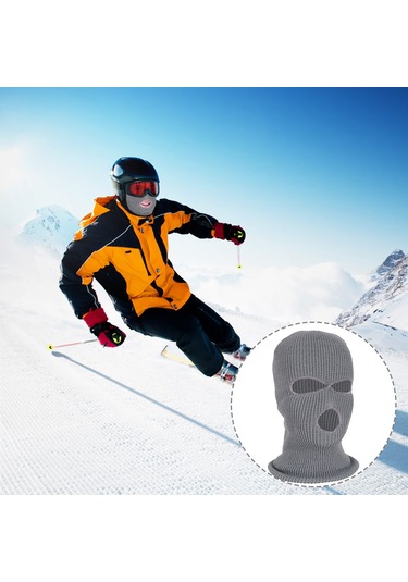 Geeksen Siyah Akrilik Telli Tam Yüz Kayak Maskesi - Soğuk Hava Koruyucu, Esnek Ve Nem Tutan Outdoor Erişimi Siyah